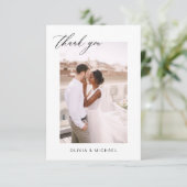 Hochzeit Dankeschön Foto Minimalistisch Romantik Dankeskarte (Stehend Vorderseite)