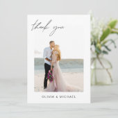 Hochzeit Dankeschön Foto Minimalistisch Romantik Dankeskarte (Stehend Vorderseite)