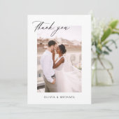 Hochzeit Dankeschön Foto Minimalistisch Romantik Dankeskarte (Stehend Vorderseite)