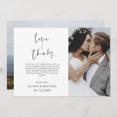 Hochzeit Dankeschön Foto Simple Elegant Dankeskarte (Vorne/Hinten)