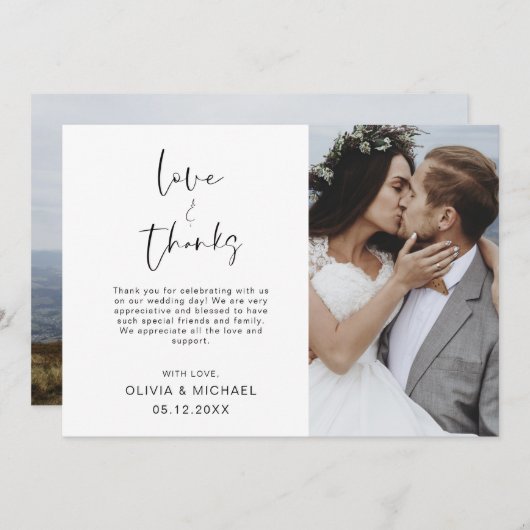 Hochzeit Dankeschön Foto Simple Elegant Dankeskarte (Vorne/Hinten)