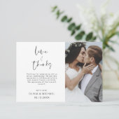 Hochzeit Dankeschön Foto Simple Elegant Dankeskarte (Stehend Vorderseite)