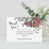 Hochzeit Dankeschön Karte mit Rose & Gipskraut (Stehend Vorderseite)