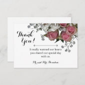 Hochzeit Dankeschön Karte mit Rose & Gipskraut (Vorne/Hinten)