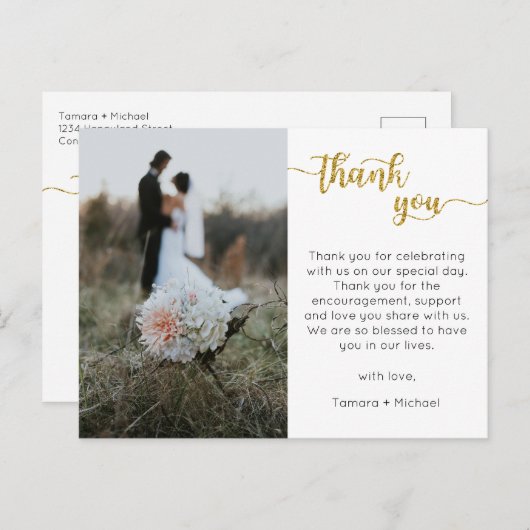 Hochzeit Dankeschön Karte, Moderne Script Postkart Postkarte (Vorne/Hinten)