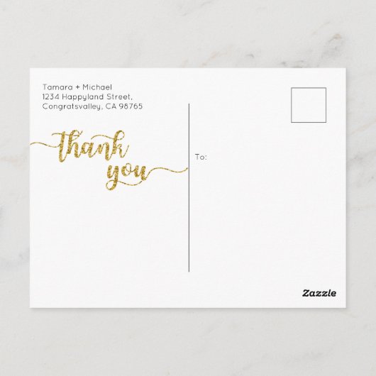 Hochzeit Dankeschön Karte, Moderne Script Postkart Postkarte (Rückseite)