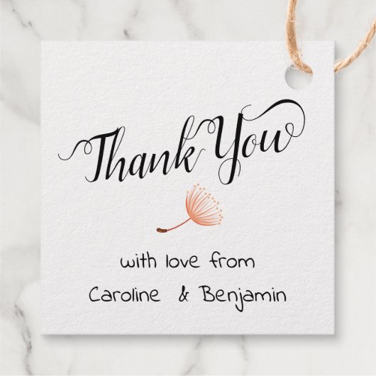 Hochzeit Dankeschön Liebe Herz Whimsikale Blume Geschenkanhänger (Rückseite)