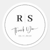 Hochzeit Dankeschön Sticker - Initials & Elegance (Vorderseite)