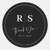 Hochzeit Dankeschön Sticker - Schwarz & Weiß Elega (Vorderseite)