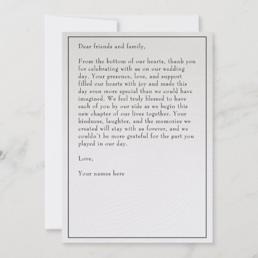 Hochzeit Dankeskarte (Rückseite)