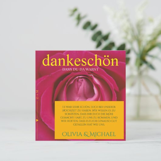 Hochzeit Dankeskarte auf deutsch (Stehend Vorderseite)