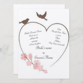 Hochzeit "Das Herz des Liebesvogels" Einladung (Vorne/Hinten)