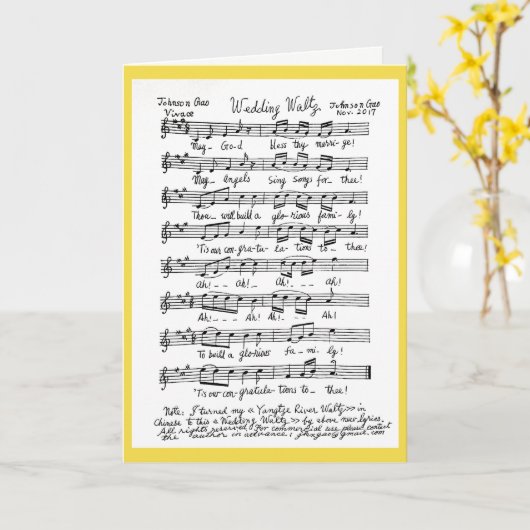 Hochzeit. Das Lied ist in englischer Version Karte (Gelbe Blume)