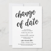 Hochzeit, Datumsänderung, Schwarz, Bekanntgabe Einladung (Vorderseite)