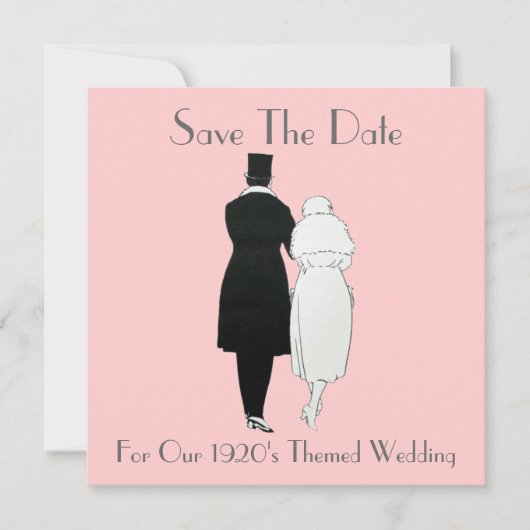 Hochzeit der 1920er Jahre rettet das Datum Save The Date (Vorderseite)