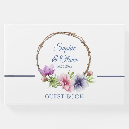 Hochzeit der Anemone-Blume Gästebuch (Vorderseite)