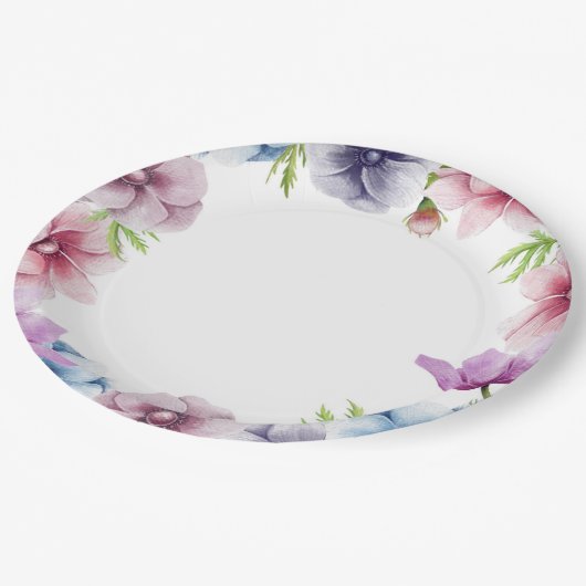 Hochzeit der Anemone-Blume Pappteller (Schrägansicht)
