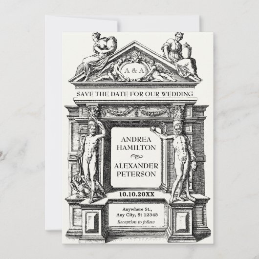 Hochzeit der antiken griechischen römischen Archit Save The Date (Vorderseite)