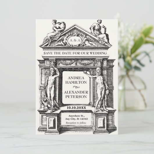Hochzeit der antiken griechischen römischen Archit Save The Date (Stehend Vorderseite)