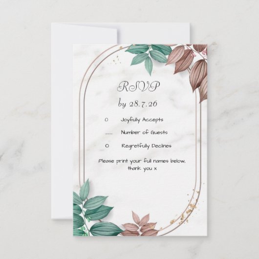 Hochzeit der Antwortkarte RSVP Karte (Vorderseite)