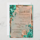 Hochzeit der aquamarinen Blume und der Kupferkabel Save The Date (Vorderseite)