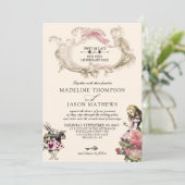 Hochzeit der Aquamarinen Blush-Alice im Wunderland Einladung (Stehend Vorderseite)