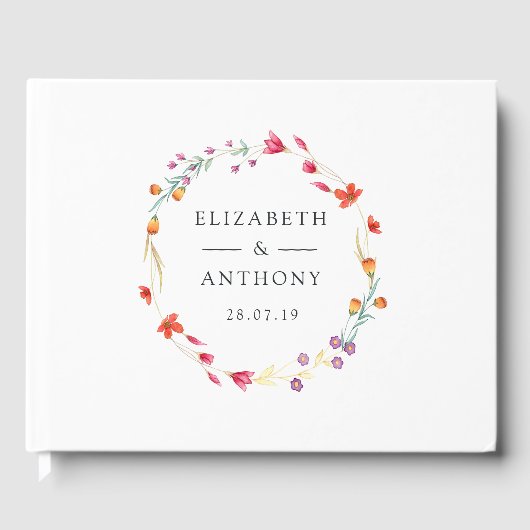 Hochzeit der Aquarelle-Wildblume Gästebuch (Vorderseite)