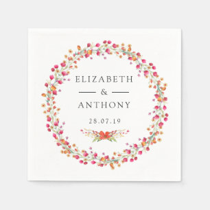 Hochzeit der Aquarelle-Wildblume Serviette