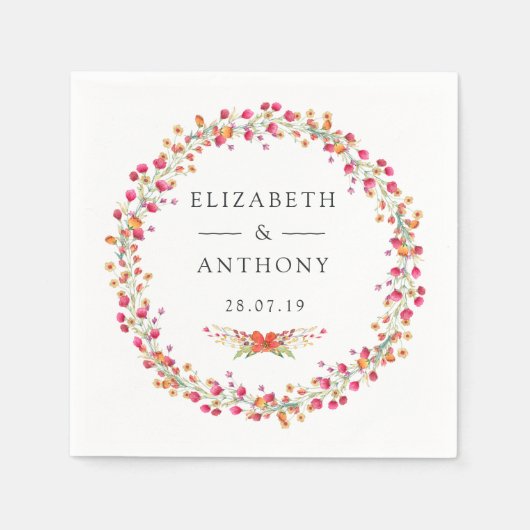 Hochzeit der Aquarelle-Wildblume Serviette (Vorderseite)