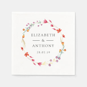 Hochzeit der Aquarelle-Wildblume Serviette