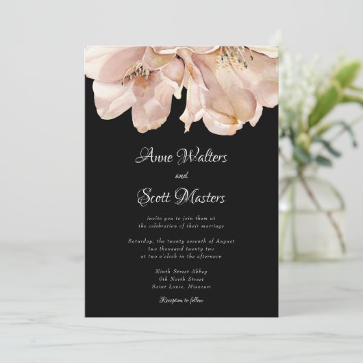 Hochzeit der Aquarellfarben-Blume Einladung (Stehend Vorderseite)