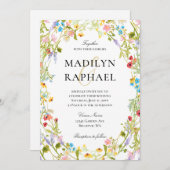 Hochzeit der Aquarellfarben-Wildblume Einladung (Vorne/Hinten)