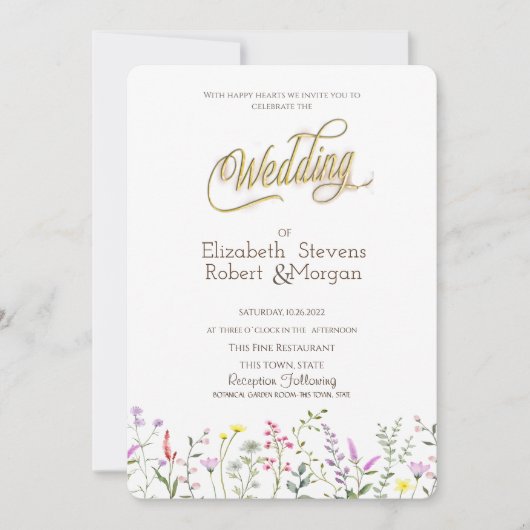 Hochzeit der Aquarellfarben-Wildblume Einladung (Vorderseite)