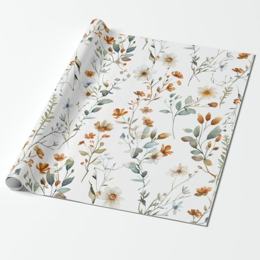 Hochzeit der Aquarellfarben-Wildblume Geschenkpapier (Ungerollt)