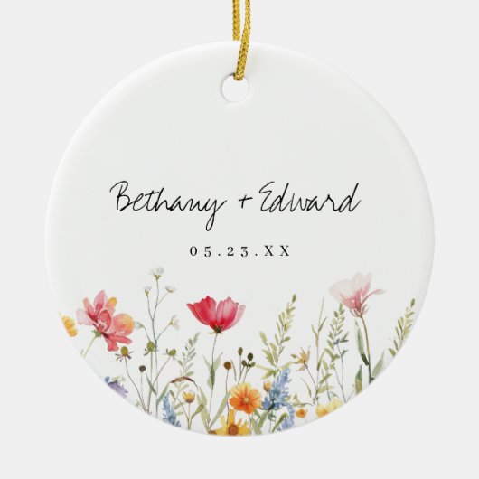 Hochzeit der Aquarellfarben-Wildblume Keramik Ornament (Vorne)