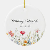 Hochzeit der Aquarellfarben-Wildblume Keramik Ornament (Hinten)