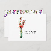 Hochzeit der Aquarellfarben-Wildblume RSVP Karte (Vorne/Hinten)