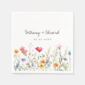 Hochzeit der Aquarellfarben-Wildblume Serviette (Vorderseite)