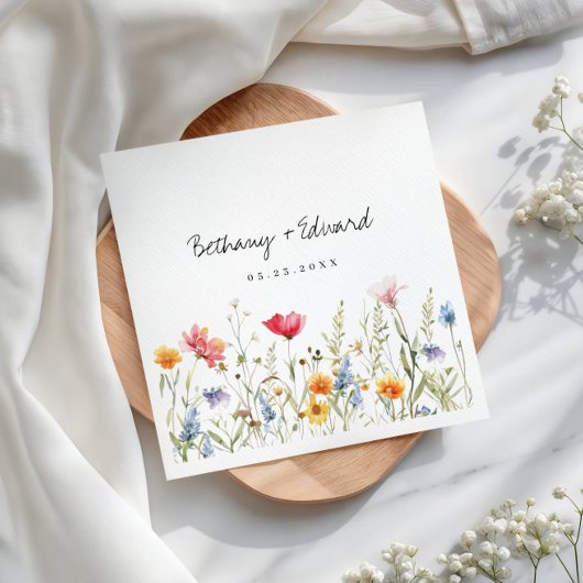 Hochzeit der Aquarellfarben-Wildblume Serviette