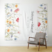 Hochzeit der Aquarellfarben-Wildblume Wandteppich (Beispiel (Horizontal))