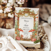 Hochzeit der asiatischen Blume Red Parasol and Lot Einladung