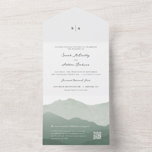 Hochzeit der Bergkette All In One Einladung (Innen Boden)