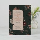 Hochzeit der bezauberten dunkelgrünen Blüte Folieneinladung (Stehend vorne)