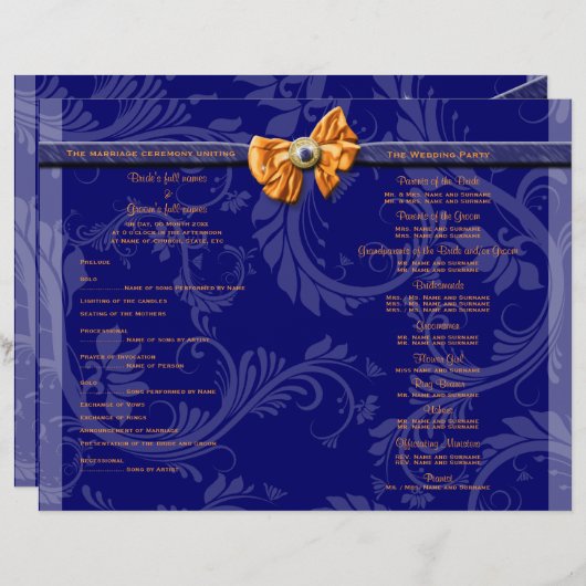 Hochzeit der blaublauen Damastfarben (Vorne/Hinten)