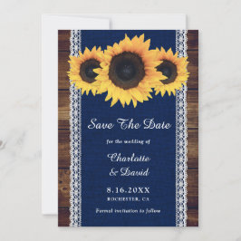 Hochzeit der Blaublauen Sonnenblume aus Holz Save The Date