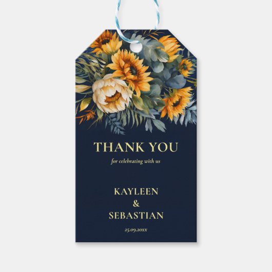 Hochzeit der Blaublauen Sonnenblume Geschenkanhänger (Vorderseite)