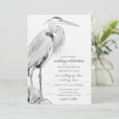 Hochzeit der Blaue Heron Water Bird Einladung (Stehend Vorderseite)