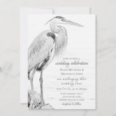 Hochzeit der Blaue Heron Water Bird Einladung (Vorderseite)
