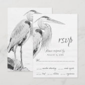 Hochzeit der Blaue Heron Water Bird RSVP Karte (Vorne/Hinten)