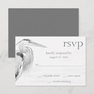 Hochzeit der Blaue Heron Water Bird RSVP Karte